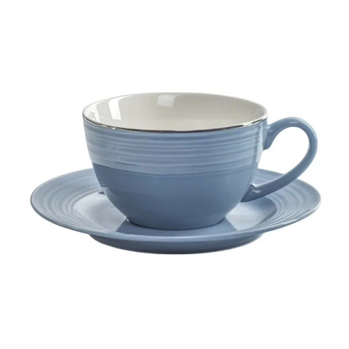 FIORETTA Fiesta цв.дымчато-голубой чайная пара 220мл TDS715